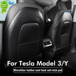 Novo 1 par de 1 par Modelo 3 Catamento de carro Protetor de couro Anti -Kick tapete com bolsos de armazenamento Acessórios de interiores para Tesla Modelo Y/3