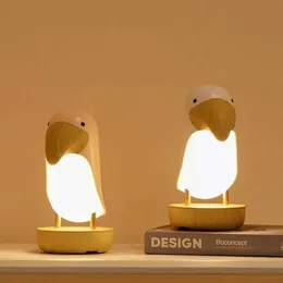 Night Lights Toucan Bird Led Night Light Usb Rechargeable Bedroom Luminaria Dimmable Speaker Home Table Lighting Bluetooth Lamp E9l6 P230331