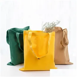 Storage Bags Colorf Blank Pattern Canvas Shop Eco Reusable Foldable Shoder Bag Handbag Tote Cotton Custom Log0 Rre12886 Drop Deliver Dhpvd