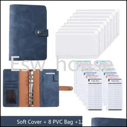 Notatniki A6 Binder ER z 8pcs PCV Pockets i 12PCS Kosztowe arkusze budżetowe dla pieniędzy Pieniądze Budżetowanie Organizator Dostawa Dostaw DH347