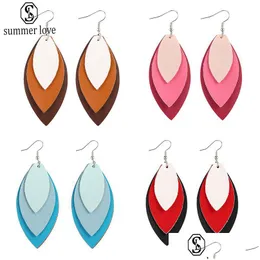 Dangle Chandelier New Fashion Wooden Long Mti Layer Earrings American Leaves Leather For Women Wholesale Party Giftsz Drop Dhgarden Dhcwi