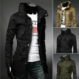 Trench de trinchas masculinas, estilo de colarinho de colarinho de gola alta, homem de gola alta do exército do exército comercial casual slim windbreaker para casaco mxxxl 2303331