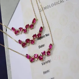 Chains Fashion Pure Natural Garnet Pendant S925 Sterling Silver Necklace Design Style Wedding Women's Birthday Gift