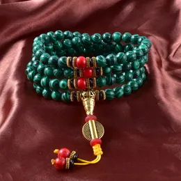 Chokers 8 mm Malachite japamala duchowe kobiety mężczyźni joga biżuteria Modlitwa Modercja 108 Mala Naszyjnik 230331