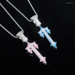 Collane con ciondolo Bubble Iced Out Cross Sword Collana per uomo Smalto Gioielli Hip Hop Arrivo Trend Charms