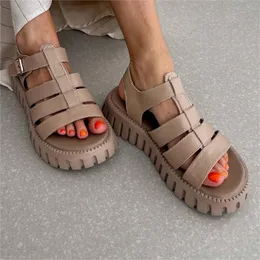 Sandals BeauToday Platform Women Open Toe Slingback Ankle Buckle Strap Genuine Leather Casual Outdoor Summer Female Shoes 38201 230331