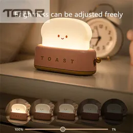 Luzes noturnas 2022 criativo LED Bread Maker Night Light Usb Charging Dimming Bordide Table Night Light Student Fun Switch Light Girl Girl Gift P230331