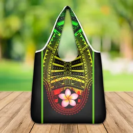 Shopping Bags FORUDESIGN Samoa Polynesian Plumeria Printring Reusable Storage Female Shoulder Sac Bolsa Mujer 230331