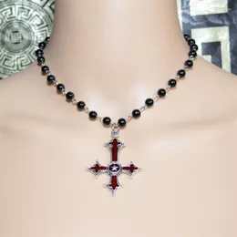 Kedjor gotisk vampyr kors charm halsband för kvinnor mystiska hedniska häxa smycken tillbehör gåvor goth rosenkrans hänge choker