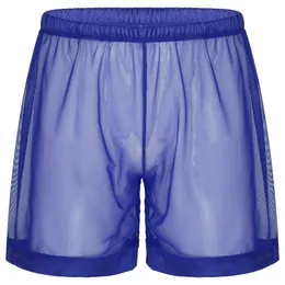 Mutande Uomo Lingerie esotica Undeepants Slip in rete trasparente Pantaloncini da boxer da salotto larghi Pantaloncini a vita bassa Elastico in vita Intimo da notteU