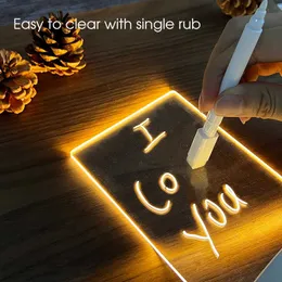 Luci notturne Note Board Creative Led Night Light USB Riscrivibile Message Board Light con penna Gift Decor Lampada da notte per bambini Fidanzata P230331