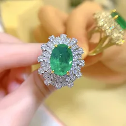 Anello con diamante smeraldo vintage 100% vero argento sterling 925 Anelli per fedi nuziali per le donne Regalo di gioielli di fidanzamento da sposa