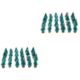 Party Decoration 48 Pcs Mini Christmas Tree Desktop Ornament Frost Winter Snow Ornaments Wooden Pine