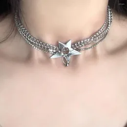 Łańcuchy harajuku y2k słodkie pentagram gwiazdy naszyjniki delikatne wielowarstwowe naszyjnik choker dla kobiet egirl moda akcesoria imprezowe