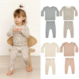 Pyjamas Baby Boys Girls Toddler Mjuk och bekväm modulär pyjama Set Long Sleeve Tights 230331