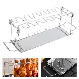 Werkzeuge Zubehör Edelstahl Kartensteckplatz Rind Hähnchenschenkel Rack Grill Clip Faltbarer Backofen Röster Outdoor Reisegrill