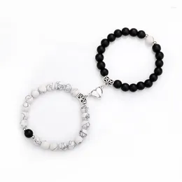 Link Bracelets 2pcs/set Magnet Couple Vintage Matching Braslet Stone Distance Paired Braclet Lovers Jewelry Valentine's Day Present