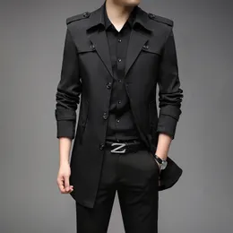 Мужские траншеи Coats Spring Men Fashion England Style Long Mens Cansual Outerwear Jackets Brand Brand Clothing 230331