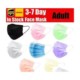 Tasarımcı Maskeler 10 Renk Tek Kullanımlık Yüz Pembe Beyaz Elastik Kulak Döngüsü 3 Kat Nefes Alabilir Toz Hava DRO DHOP0 için Ağız Maske Maskesi