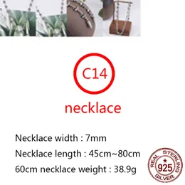C14 S925 Sterling Silver Necklace Personlig modepunk Hip Hop -stil mångsidig retro förankringsbrev form gåva för älskare