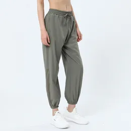 Lu женские спортивные штаны для йоги, бега и фитнеса, мягкие повседневные брюки с высокой талией и карманами, 3 цвета ll2312 LL1