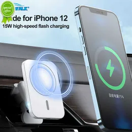 Ny 15W Magnetic Wireless Chargers MacSafe Car Air Vent Stand Telefonhållare 360 ​​Rotation Mini Snabbladdningsfästen för iPhone 12