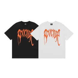 Modemärke hämnd orange brev tryckt kort ärm t-shirt herr- och kvinnor bf high street hip hop half hylsa