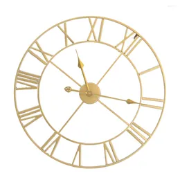 Wall Clocks Iron Silent Clock Simple Decor Home Decorative Living Room (Golden Embryo Golden Stitches)