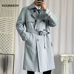 Herrgravrockar Ankomst Autumn Fashion Long Style Coat Män Double Breasted Trench Spring Mens Casual Jackets Full Size M4XL 230331