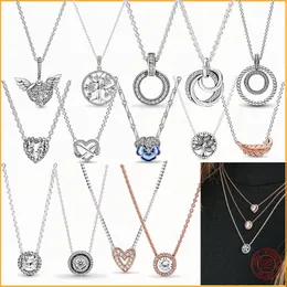 925 Sterling Silber Pandora erhöhte Herz Halskette und Ohrringe geeignet für Geburtstagsgeschenk Schmuck Mode Accessoires der Frauen Freie Großhandelsfracht