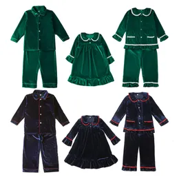 Piżama zimowy butik aksamitny materiał czerwony zielony piżama odzież dziecięca pJs chłopcy „set dziewczęta” piżama świąteczne piżamę 230331