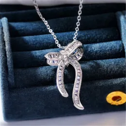 19 Styles Lovers Chocker Necklace White Gold Chains Filled Wedding Pendants Necklace For Women Bridal AAAAA Zircon Party Jewelry Gift