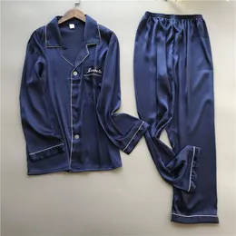 ملابس نوم للرجال Daeyard Men Silk Pajama مجموعة قمصان الأكمام الليلية الطويلة مع سراويل الخصر المرنة بيجاما مجموعات غير رسمية فضفاضة المنزل