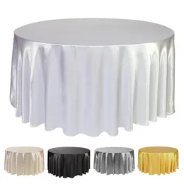 Table Cloth 228cm Round Satin cloth Cover Overlay For Birthday Wedding Banquet Restaurant Festival Party Supply 230330