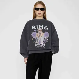 23SS AB Kadın Tasarımcı Sweatshirt Harvey Bings Mürettebat Baskı Yıkama Kızarmış Kızarmış Karlı Kar Çiçeği Pamuk Moda Sweater Külot Sportshirt