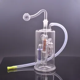 뜨거운 판매 유리 파이프 오일 버너 Bong Hookah Inline 매트릭스 버드 케이지 필터 음소거 재활용자 흡연 물 파이프 10mm 수컷 유리 오일 버너 파이프 및 호스