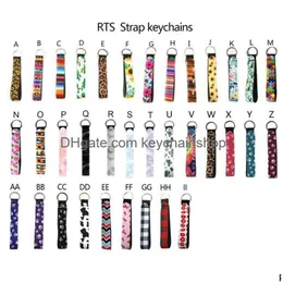 Keychains Lanyards 75 Colors Neoprene Wristlet Lanyard Party Favor Serape Prints Strap Band Split Ring Key Chain Holder Hand Wrist Dhx9P