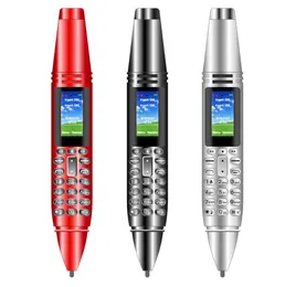 6 in 1 Multifunktions-Mikrofon Stift Taschenlampe Mini-Handys 0,96 "kleiner Bildschirm GSM Dual-SIM-Kamera-Taschenlampe Bluetooth Dialer-Handys