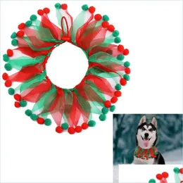 Dog Apparel Christmas Pet Collar Decoration Puppy Cat Neck Grooming Accessories Xmas New Year Supplies Drop Delivery Home Garden Dhkh6