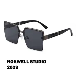 2023NOKWELL NEW METAL METAL EDGE Half Frame Solglasögon Tiktok Ins Live Glasses Stora ram Square Solglasögon