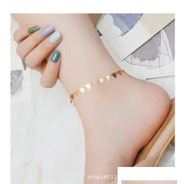 Anklets أزياء سلسلة القدم الفولاذ المقاوم للصدأ هندسة الكرات Traingle Rhombus Heart for Women تصميم مجوهرات جديد هدية Drop Deli Dhgarden DHPVL