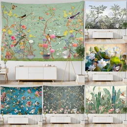 Wandteppiche im chinesischen Stil, Blumen und Vögel, Wandbehang, Heimdekoration, Strandtuch, Yogamatte, Picknickdecke, Tischdecke 230330