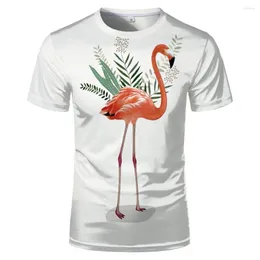 Men's T Shirts Flamingo 3D Printing T-shirt Teen White Red Personality Fashion Short Sleeve Oversized Top