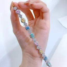 Trendy Edelsteine Diamant Armreif 100% echtes 925 Sterling Silber Hochzeitsarmbänder für Frauen Verlobungsfeier Schmuck Geschenk