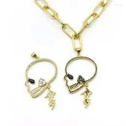 Pendant Necklaces 5pcs/lot Fashion Jewelry Women Cubic Zircon Skull Charm Hip Hop Chain Chocker