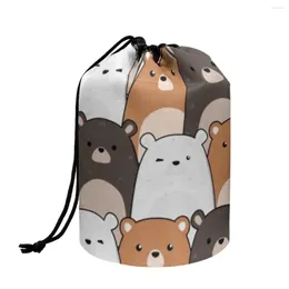 Cosmetic Bags FORUDESIGN Cute Cartoon Bear Printing Reusable Travel Accessories Waterproof Toiletry Bucket Bag Ladies Organizador Maquillaje