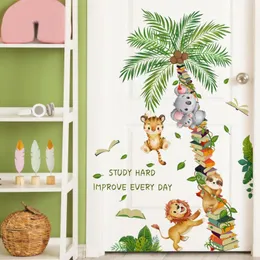 Bakgrunder 2st Coconut Tree Cartoon Animal Wall Stickers vardagsrum sovrum bakgrund heminredning ms4289