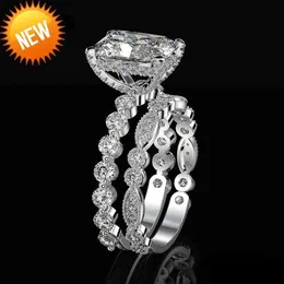 OEVAS 100% 925 srebro zestaw obrączek dla kobiet iskrzenie utworzono Moissanite kamień szlachetny diamenty zaręczyny Fine Jewelry198E