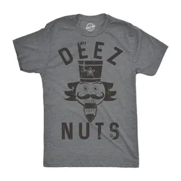 Deez Nuts T Shirt Zabawny świąteczny do orzechów sarkastyczny graficzny koszulka dla facetów Dark Heather Grey - XL graficzne koszulki