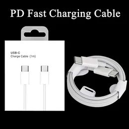 1M 3ft 2M 6ft USB C till typ C -kablar PD Snabbladdningskabel för Samsung Data Charging Cord Högkvalitativ telefonladdare med detaljhandelslåda
